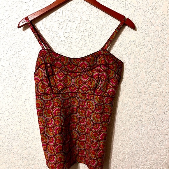 Lingam Barcelona Moda psychedelic pink and Orange print pattern cotton tank top - Picture 2 of 8